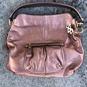 B Makowsky Copper Color Leather Over The Shoulder Handbag